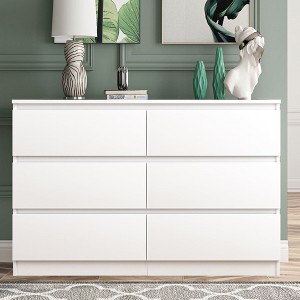 Resenkos Storage Dresser Furniture Unit, 6 Drawer Tall Standing Organizer for Bedroom, Closet - White - 1 of 4