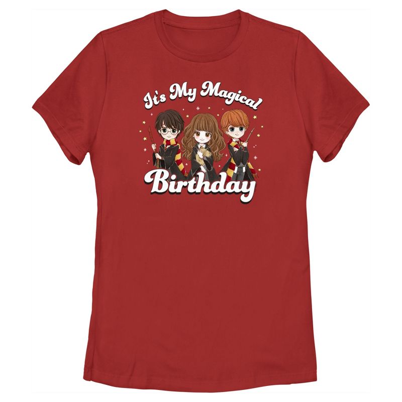 Women's Harry Potter It’s My Magical Birthday Cute Characters T-Shirt, 1 of 5
