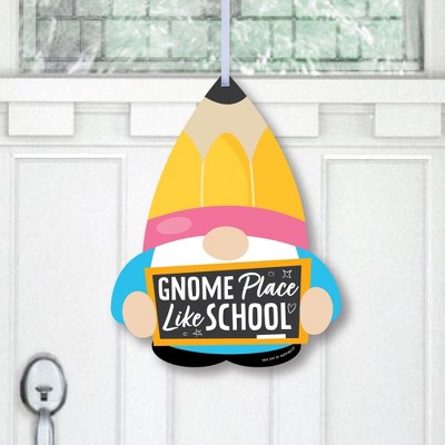 Big Dot of Happiness School Gnomes - Hanging Porch Teacher and Classroom Outdoor Decorations - Front Door Decor - 1 Piece Sign