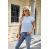 Womens Textured Boluse Crew Neck Cap Sleeve Tops Womens Tunic Blouse Summer Casual T Shirt - 4 of 4