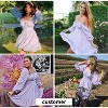 EXLURA Women's 2025 Casual Long Lantern Sleeve Dresses Square Neck Ruffle Tie Back Elastic Waist Aline Short Mini Dress - 3 of 4