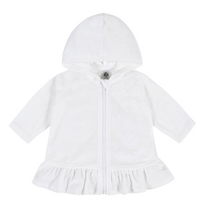 Gerber Baby Girls' Swim Zipper Hoodie Terry Coverup - White - 6-9 Months - 1 of 4