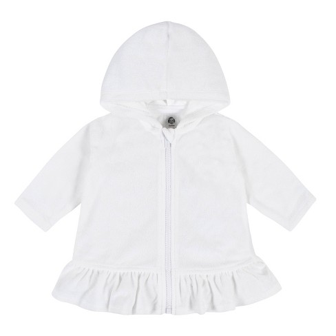 Gerber Baby And Toddler Girls Swim Zipper Hoodie Terry Coverup White 3t Target