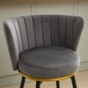 SKRAN 360° Swivel Velvet Bar Stools Set of 2 With Curved Backrest & Round Footrest & Elegant Metal Base For Kitchen Island Bar Club - 3 of 4