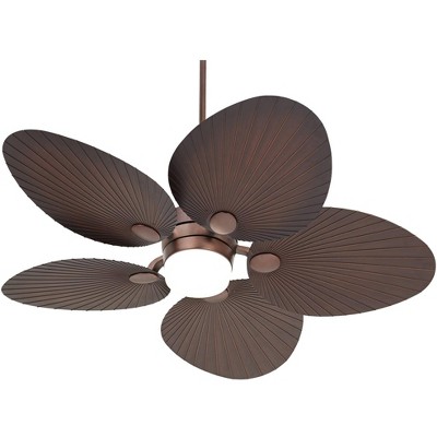 52" Oil Rubbed Bronze Tropical Ceiling Fan with LED Light