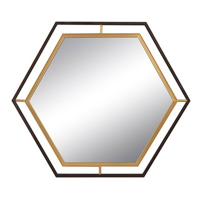 2-Tone Hexagon Metal Wall Mirror Gold - 3R Studios