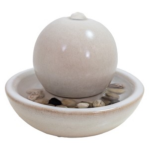 Sunnydaze Indoor Home Decorative Smooth Glazed Ceramic Orb Tabletop Water Fountain Feature - 7" - 1 of 4