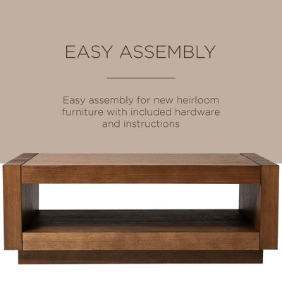 Artemis Large Dark Brown Oak Coffee Table with Storage Shelf