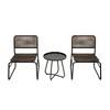 Patio Furniture Set 3 Piece Mixture Pattern PE Rattan Steel Frame And Modern Round Table, Brown and Black - 3 of 4