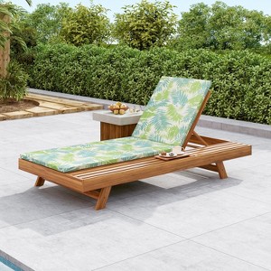 Christopher Knight Home Dara Outdoor Acacia Wood Adjustable Chaise Lounge with Cushion and Flat Storage Surface - 1 of 4