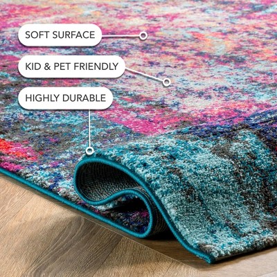 Multi Abstract Synthetic 6'7" x 9' Non-Slip Area Rug
