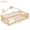 NicBex Twin Size Wood Montessori Bed with House-Shaped Bedside,Floor Bed Frame with Safety Guardrails and Slats,Modern Toddler Bed for Bedroom,Natural - 3 of 4