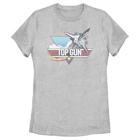 Women's Top Gun Distressed Fighter Jet Logo T-shirt - Athletic Heather ...