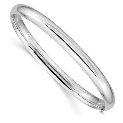 Black Bow Jewelry 6mm 14k White Gold High Polished Domed Hinged Bangle Bracelet
