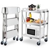 Portable Folding Service Cart,3 Tier Stainless Steel Rolling Cart,400LB Capacity Hand Truck Utility Cart for Warehouse Restaurant Kitchen Office - 2 of 4