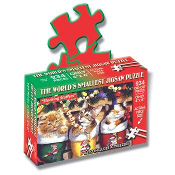 TDC Games World's Smallest Jigsaw Puzzle - Stocking Stuffers - Measures 4 x 6 inches when assembled - Includes Tweezers