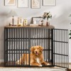 46'' Dog Crate Furniture, 3-In-1 Wooden Dog Kennel with 3 Lockable Doors, Brown & Black - 2 of 4
