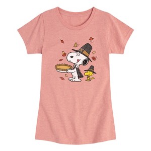 Girls' - Peanuts - Thanksgiving Scene Short Sleeve Graphic T-Shirt - 1 of 3