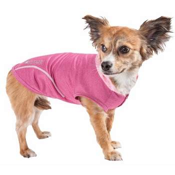 Pet Life Active Pull-Rover Premium 4-Way Stretch Two-Toned Sleeveless Hoodie Dog and Cat T-Shirt - Pink