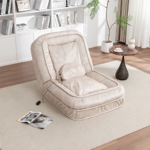 TIRAMISUBEST Upholstered Human Dog Bed for Adult & Pets,with 5 Adjustable Position &Massage Pillow-Beige - 1 of 4