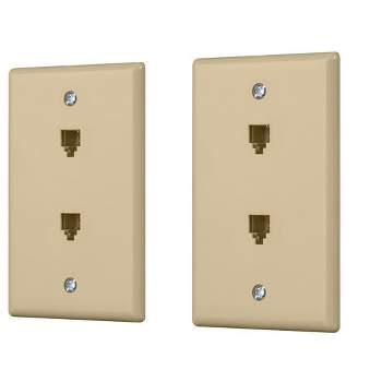 Monoprice Duplex Phone Jack Plate - Ivory (2 pack) | Terminating 4-conductor (4P4C) Phone Lines