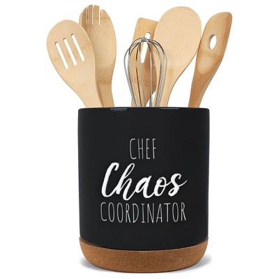 Elanze Designs Chaos Coordinator Black X-Large Cork Bottom Kitchen Utensil Holder