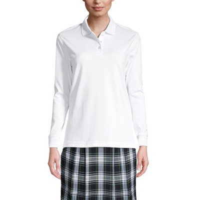 Lands' End School Uniform Women's Long Sleeve Interlock Polo Shirt