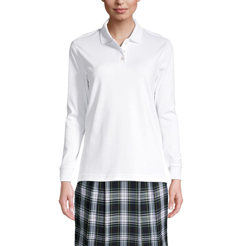 Lands' End School Uniform Women's Tall Long Sleeve Interlock Polo Shirt, 3 of 5