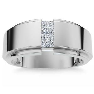 Pompeii3 1Ct Men's Princess Cut Diamond Tension Set Wedding Ring 14k Gold Lab Created - 1 of 4
