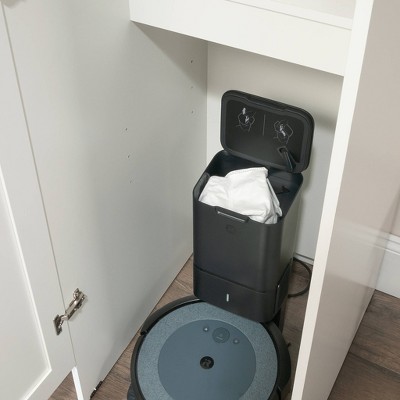 White Adjustable Shelving Robot Vacuum Storage Cabinet