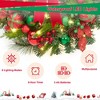 2 Inch Large Outdoor Christmas Wreath, Lighted Xmas Wreath with Red Green Ball Ornaments Velvet Bow and 30 LED Lights for Window Holiday Decor - 4 of 4