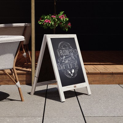 Whitewashed Pine Wood A-Frame Magnetic Chalkboard, 30" x 20"