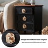 MOEPISY Vintage Farmhouse End Table with Floral Knobs, Rustic Nightstand with 3 Drawers Gourd Legs, Black - 4 of 4