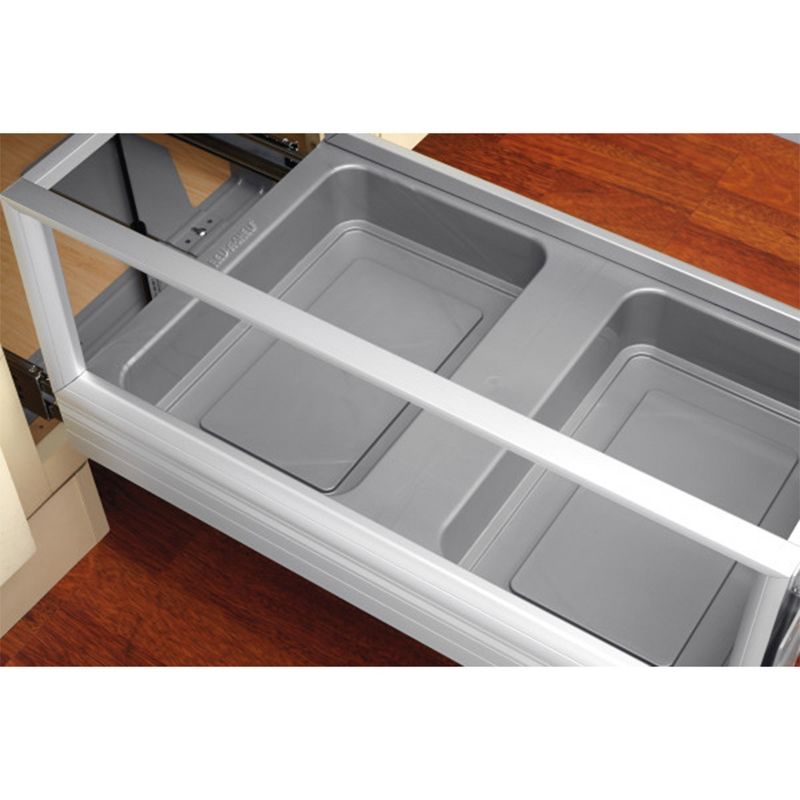 Rev-A-Shelf 5149 Series Double Aluminum Pull-Out Kitchen Waste Containers with Soft Open and Close Slides, 6 of 8