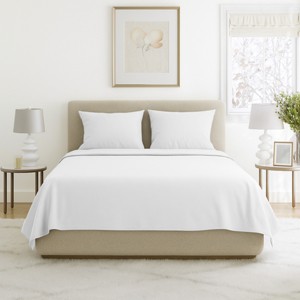Hastings Home King Size Brushed Microfiber 4 Piece Bed Sheet and Linen Set with Stain Resistant Fitted and Flat Sheets - White - 1 of 4
