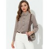 Allegra K Women's Turn Down Collar Plaid Button Up Long Sleeve Shirt - 2 of 4