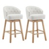 33.25" Fabric Upholstered Armless Swivel Counter Stool (Set of 2) with Button-Tufted Backrest and Adjustable Feet for Home Bar - 3 of 4