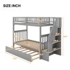 Grungis Twin over Twin Loft Bed with Trundle and Storage Shelves,Modern Bunk Bed with Ladder and Guardrails,Loft and Bunk Bed for Bedroom - 3 of 4