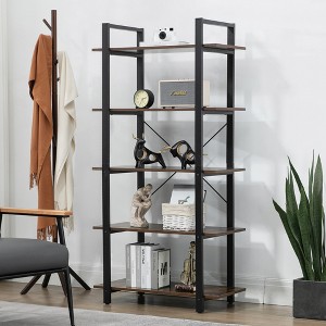 5-Shelf Vintage Industrial Rustic Bookshelf, 5 Tier Wood and Metal Bookcase - 1 of 4