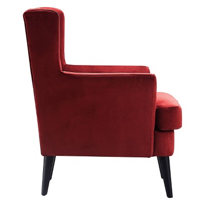 Burgundy Velvet Tufted Accent Chair with Tapered Legs