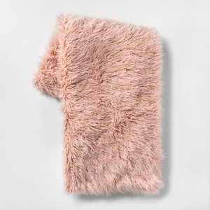 Mongolian Faux Fur Throw Blanket Blush - Project 62