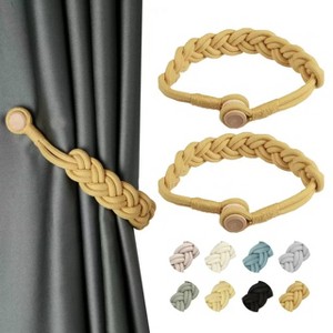 Tree City Natural Cotton Rope Curtain Tiebacks Elegant Boho Style Dark Gray - 1 of 4