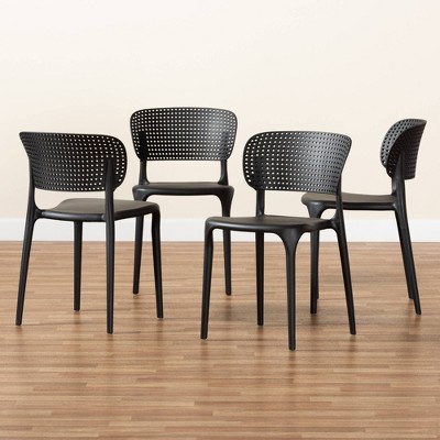 Rae Black Plastic Stackable Dining Chair Set
