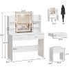 Vanity Desk with Mirror, Stool and Lights 3 Colors, Makeup Table with 2 Drawers, 6 Shelves, Power Outlet for Bedroom, 41.3*15.7*55.9in - 2 of 4