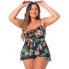 Agnes Orinda Women's Plus Size Floral Drawstring Ruffle High Waisted 2 Piece Bikini Sets - 3 of 4