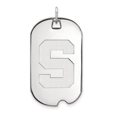 Black Bow Jewelry 14k White Gold Michigan State Spartans NCAA Large Pendant