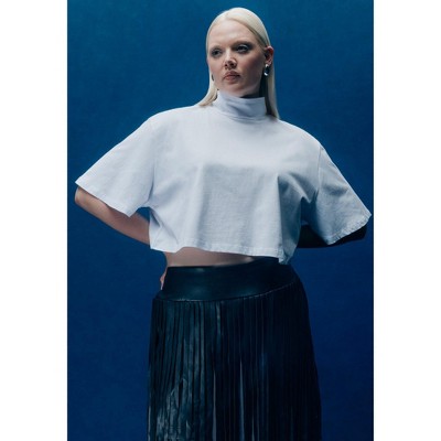 ELOQUII Mock Neck Crop Tee