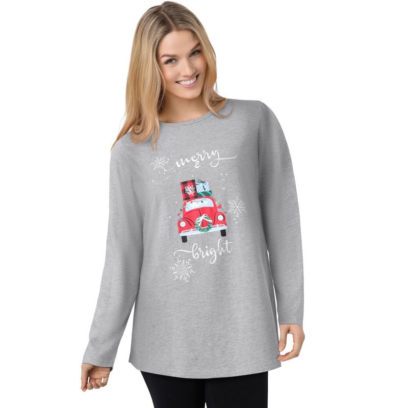 Woman Within Women's Plus Size Holiday Graphic Tee, 1 of 3