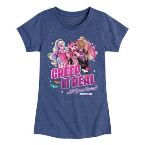 Girls' - Monster High - Clawdeen Draculaura Lagoona Creep It Real All Year Round Fitted Short Sleeve Graphic T-Shirt - 1 of 3