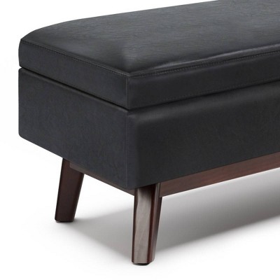 Ethan Midnight Black Faux Leather Storage Ottoman